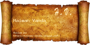 Haiman Vanda névjegykártya